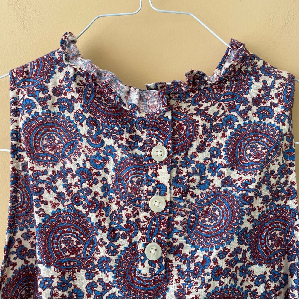 J CREW linen Fleur sleeveless tank floral linen small loose Euro Summer Capsule
